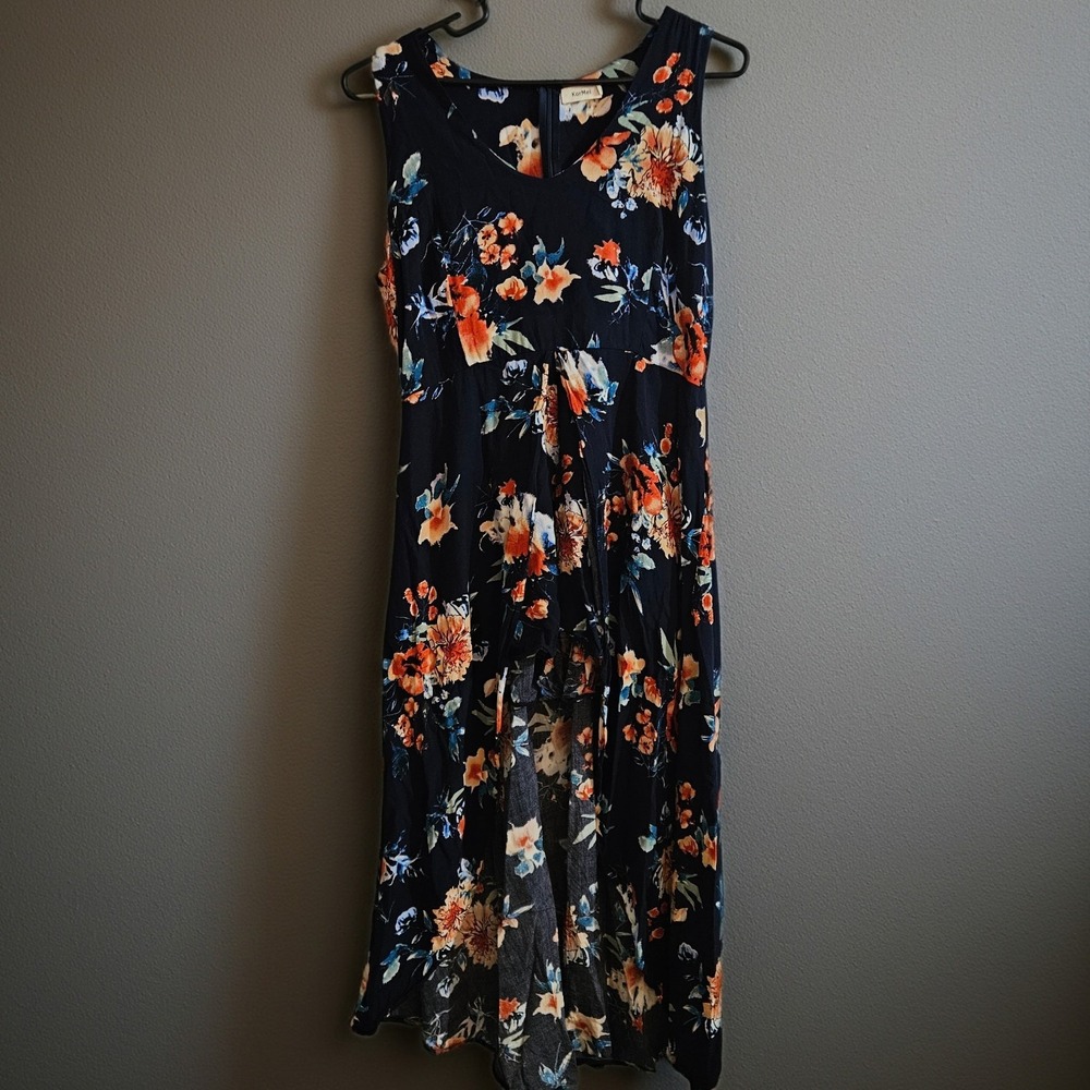 KorMei Party Split High Low Romper Sleeveless Floral Women's Size L